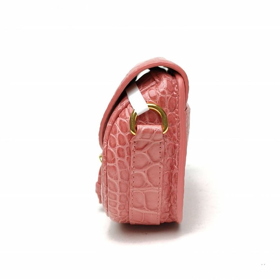 DIOR 粉色鱷魚皮金扣DiorBobby單肩包肩背包-1