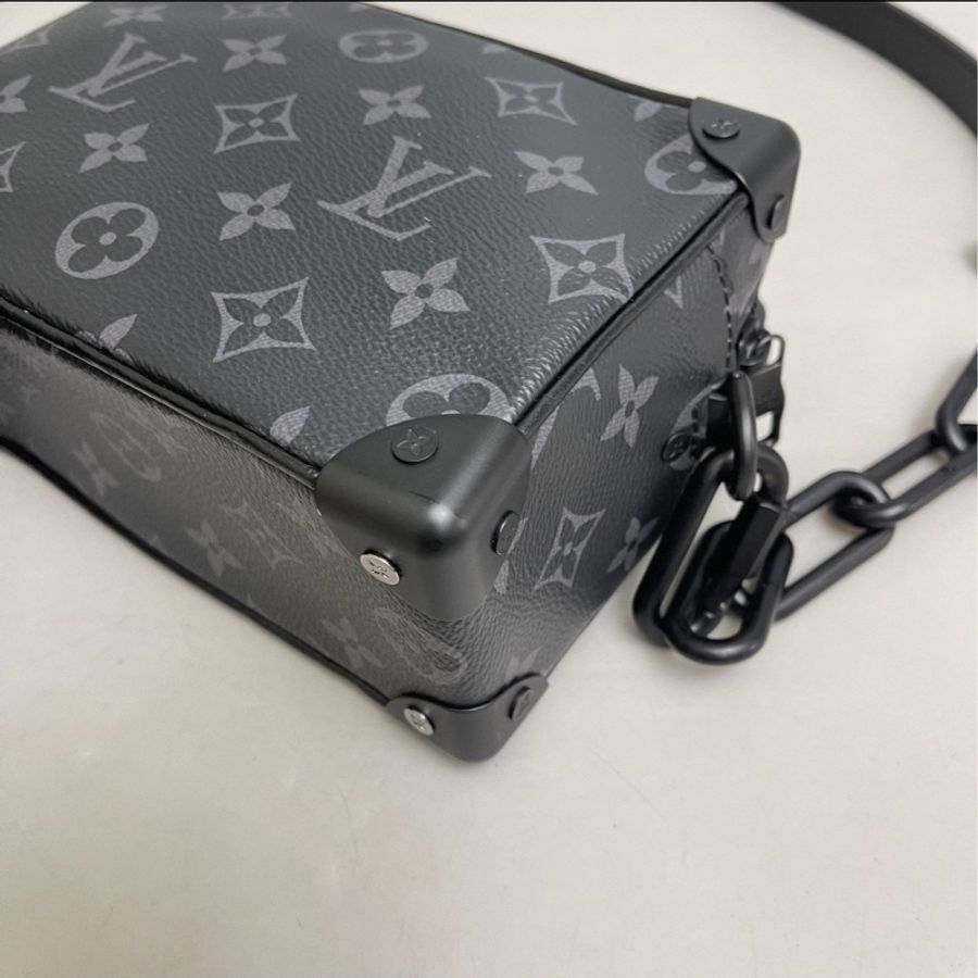 寶藏男孩包款❤️🔥Lv路易威登黑色老花黑武士mini soft trunk盒子包單肩斜挎鏈條包-19