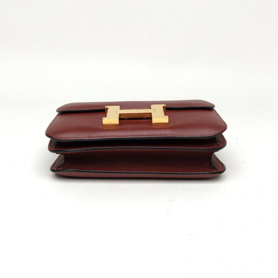 HERMES Constance康康19愛馬仕紅EC皮D刻金扣肩背包-4
