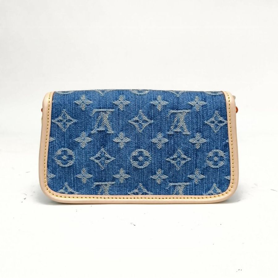 LOUIS VUITTON Diane法棍包藍色牛仔布晶片牛仔藍肩背包-2