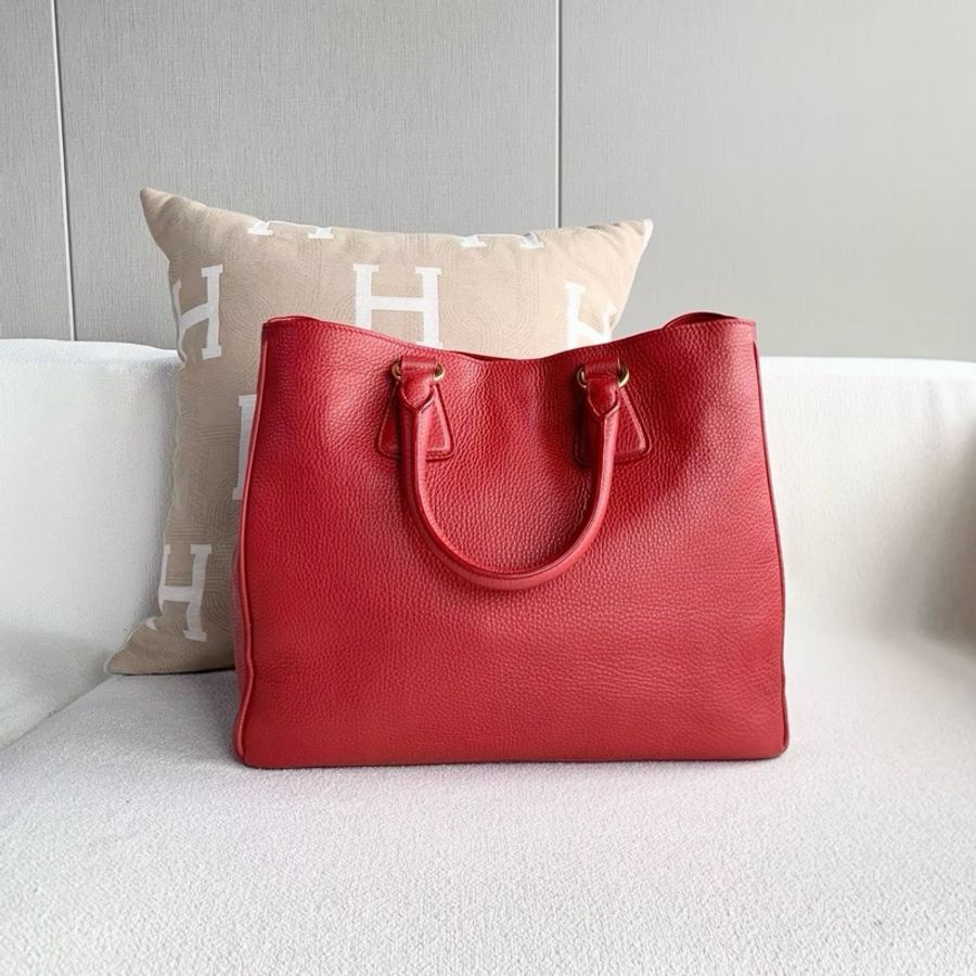 ❤️ PRADA 紅金牛皮手提斜背包 ❤️-3