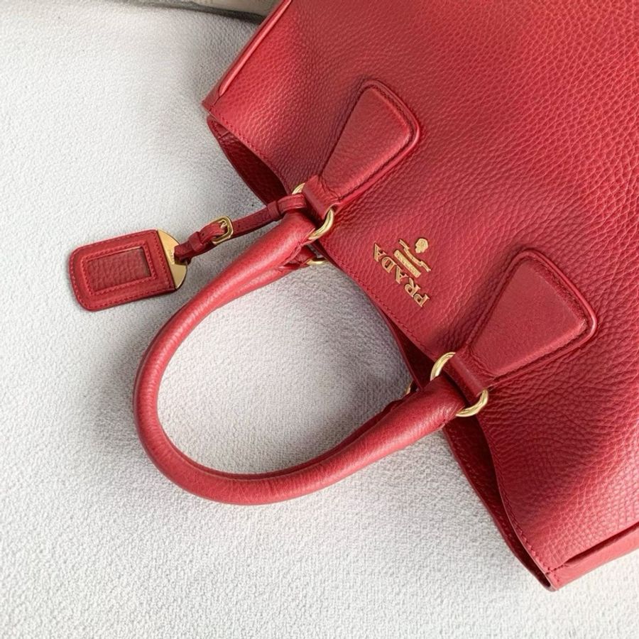 ❤️ PRADA 紅金牛皮手提斜背包 ❤️-4