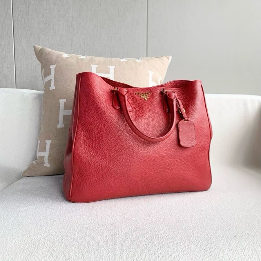 ❤️ PRADA 紅金牛皮手提斜背包 ❤️-8