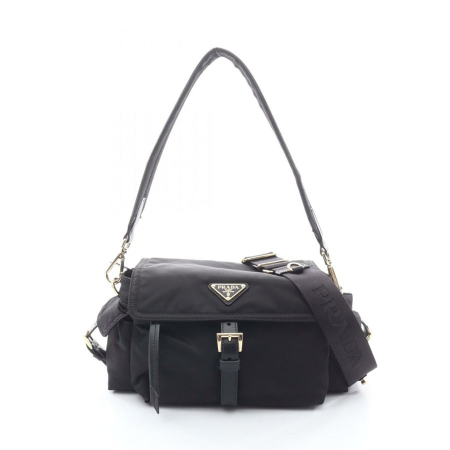 PRADA Explorer Shoudler 斜背包手提包 1BD394RDLNF0002 尼龍皮革黑色全新-0