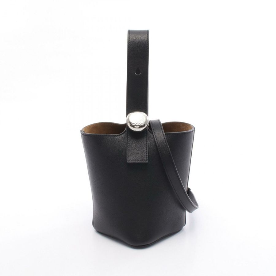 LOEWE Pebble Bucket Mini 斜背單肩包 AANBBBMX311100 黑色皮革-0