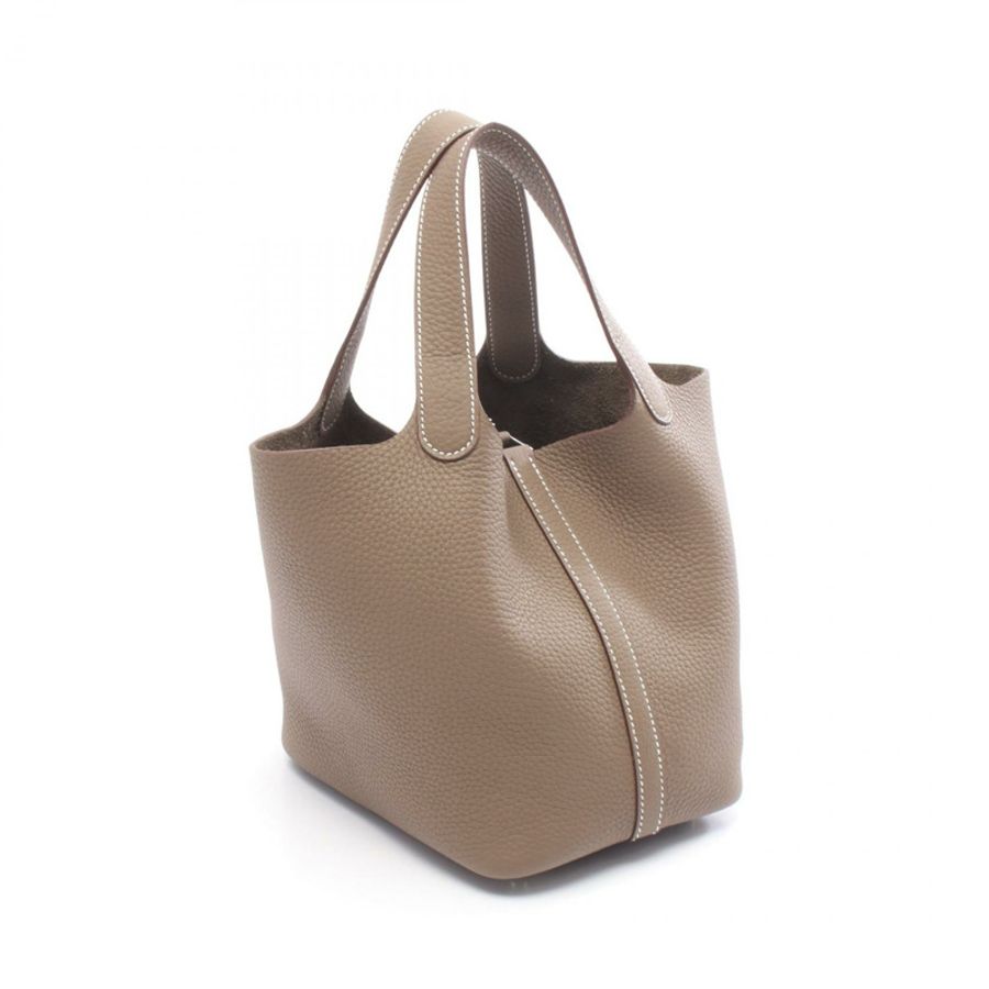 愛馬仕 Picotin Lock PM 托特水桶包 K Taurillon Clemence Etoupe 灰色 SHW-1