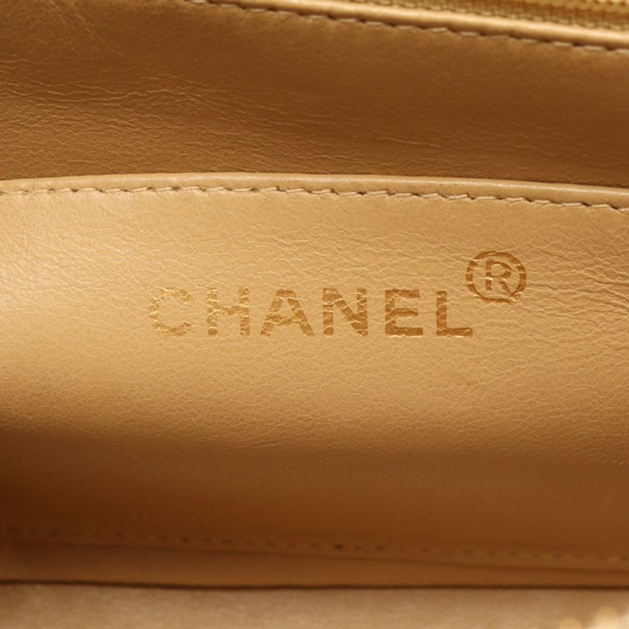 香奈兒 (CHANEL) 絎縫雙肩包,羊皮材質,米色,二手,女士,金色五金-3