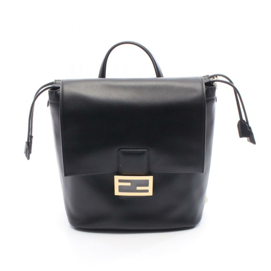 FENDI 女士黑色真皮雙肩包 8BZ057AYJ1F0KUR 全新-0