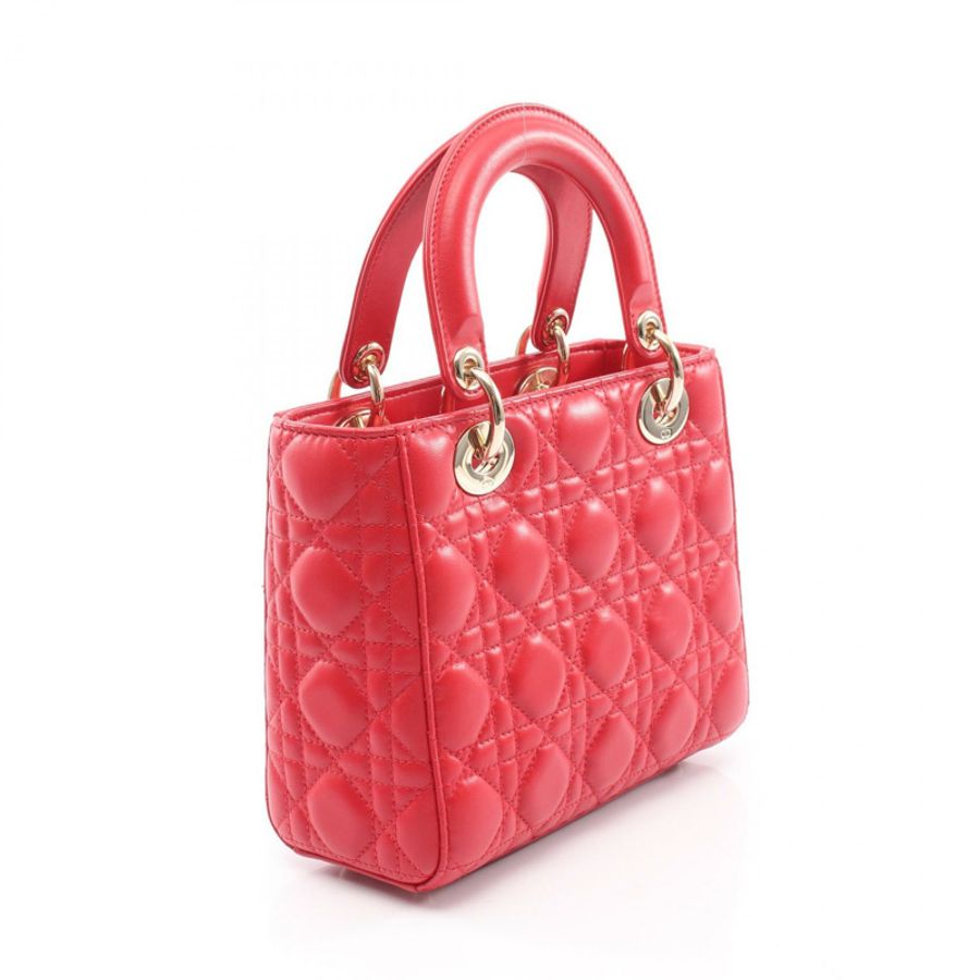 Dior LADY DIOR MY ABCDIOR Lady Christian Dior 小號 Cannage 2WAY 手提包 皮革 紅色 二手 女士-1