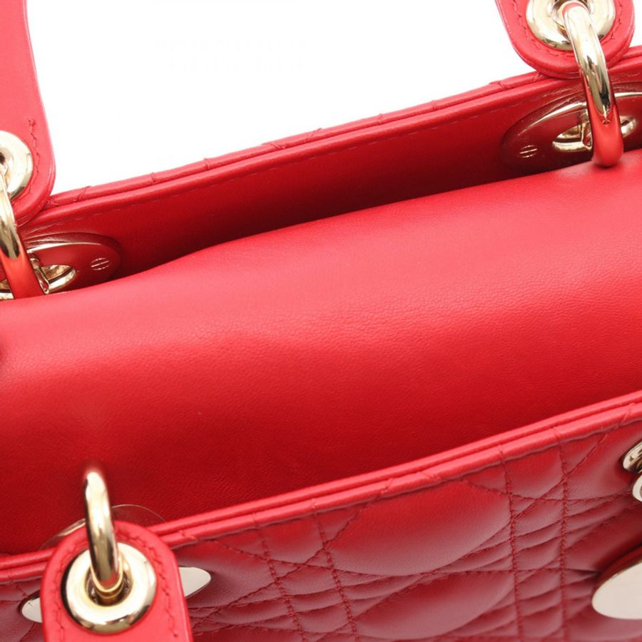 Dior LADY DIOR MY ABCDIOR Lady Christian Dior 小號 Cannage 2WAY 手提包 皮革 紅色 二手 女士-4