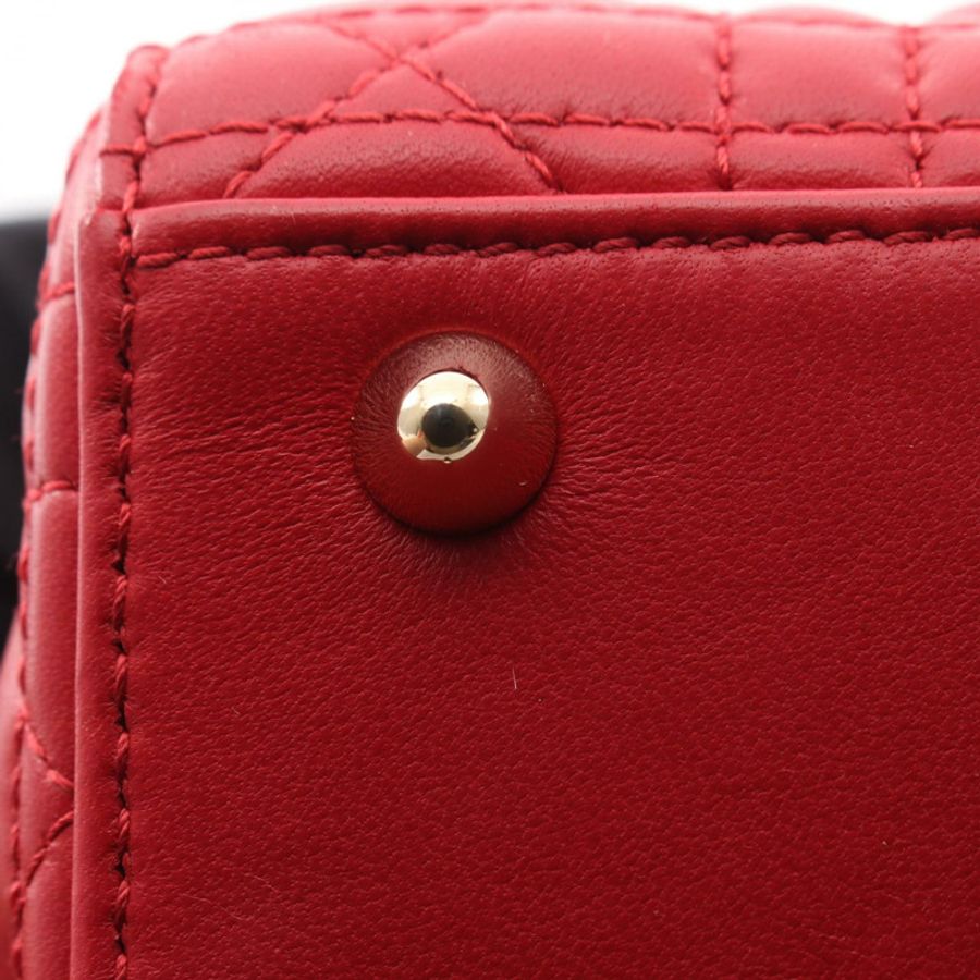 Dior LADY DIOR MY ABCDIOR Lady Christian Dior 小號 Cannage 2WAY 手提包 皮革 紅色 二手 女士-6