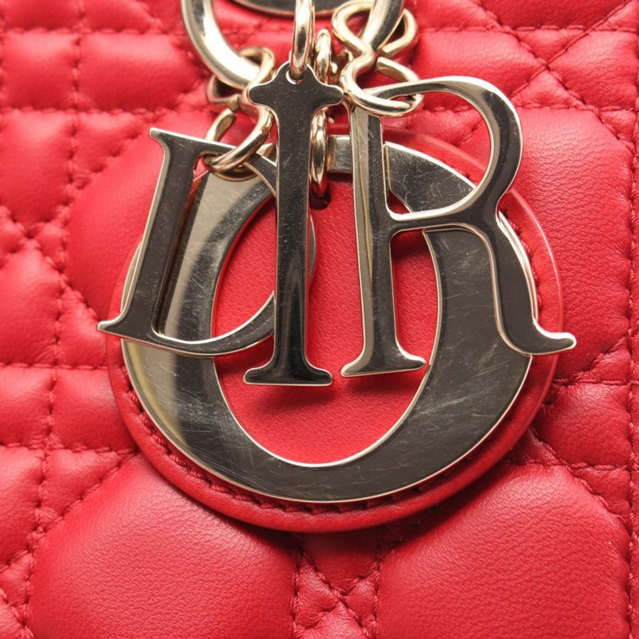 Dior LADY DIOR MY ABCDIOR Lady Christian Dior 小號 Cannage 2WAY 手提包 皮革 紅色 二手 女士-7