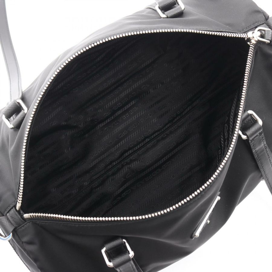 PRADA TESSUTO + SAFFIAN 兩用旅行包/肩背包 1BB154R064F0632 尼龍 Saffiano 皮革 黑色 全新 女士-2