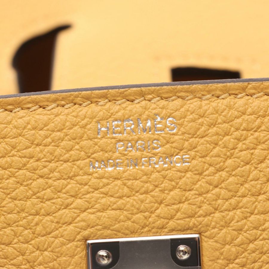 愛馬仕 Birkin 25 手提包,Togo 皮革,黃色 Paille SHW G-3