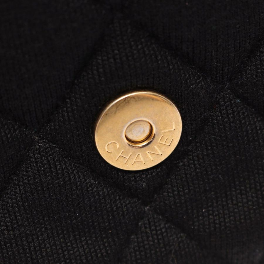 香奈兒 (CHANEL) Matelasse 小號斜挎單肩包,棉質針織面料,黑色,二手,金色五金-10