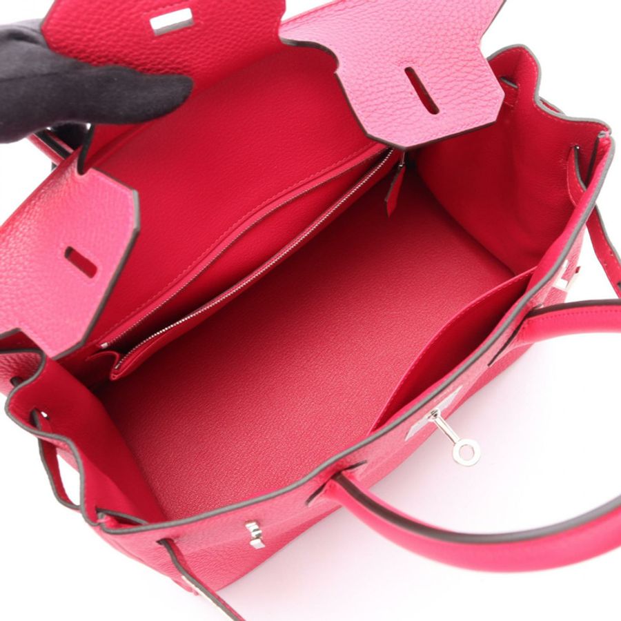 HERMES Birkin 30 手提包 Togo 皮革 粉紅色 Framboise SHW 二手女 Z-2