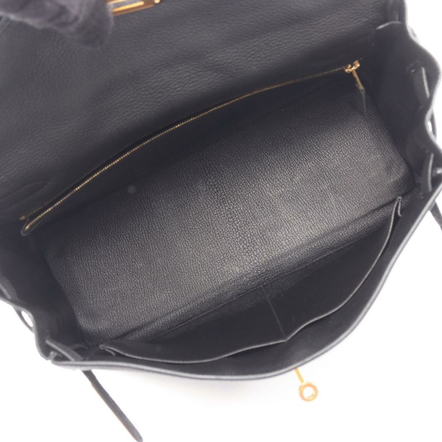 愛馬仕 Kelly 32 內縫肩帶手提包,Togo 皮革,黑色,二手女款-2