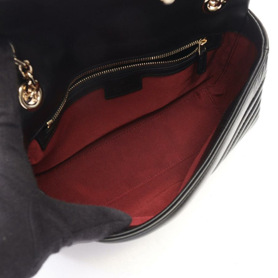 GUCCI GG Marmont 中型單肩包 837267AAE381000 黑色皮革 全新 女士-2