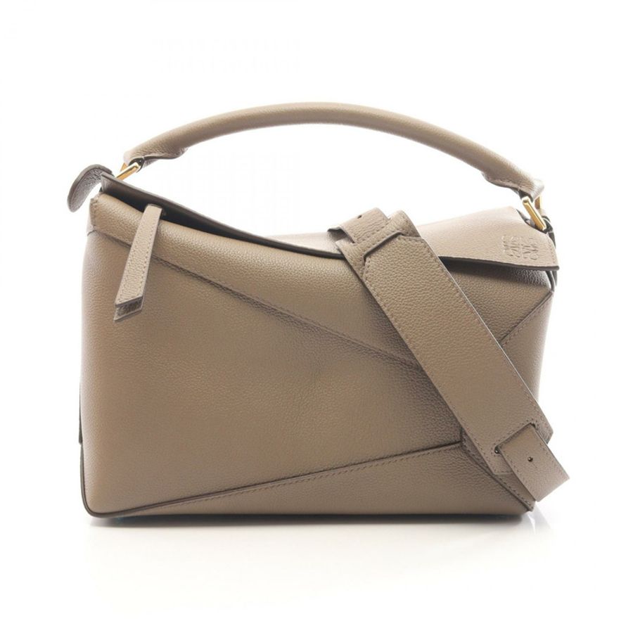 LOEWE Puzzle Edge 中型手提包 A510P49X263170 皮革 灰色 全新 女士-0