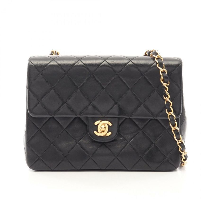 香奈兒 (CHANEL) 迷你絎縫 20 鏈條單肩包,羊皮材質,黑色,二手,女士,雙C標誌-0