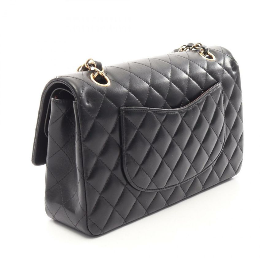 香奈兒 (CHANEL) Matelasse 雙蓋鏈條肩背包 A01112 羊皮黑色金色五金二手-1