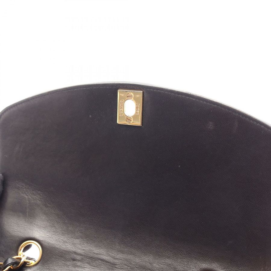 香奈兒 (CHANEL) Matelasse Diana 翻蓋鏈條單背包 A01164 羊皮黑金色五金二手 CC-7