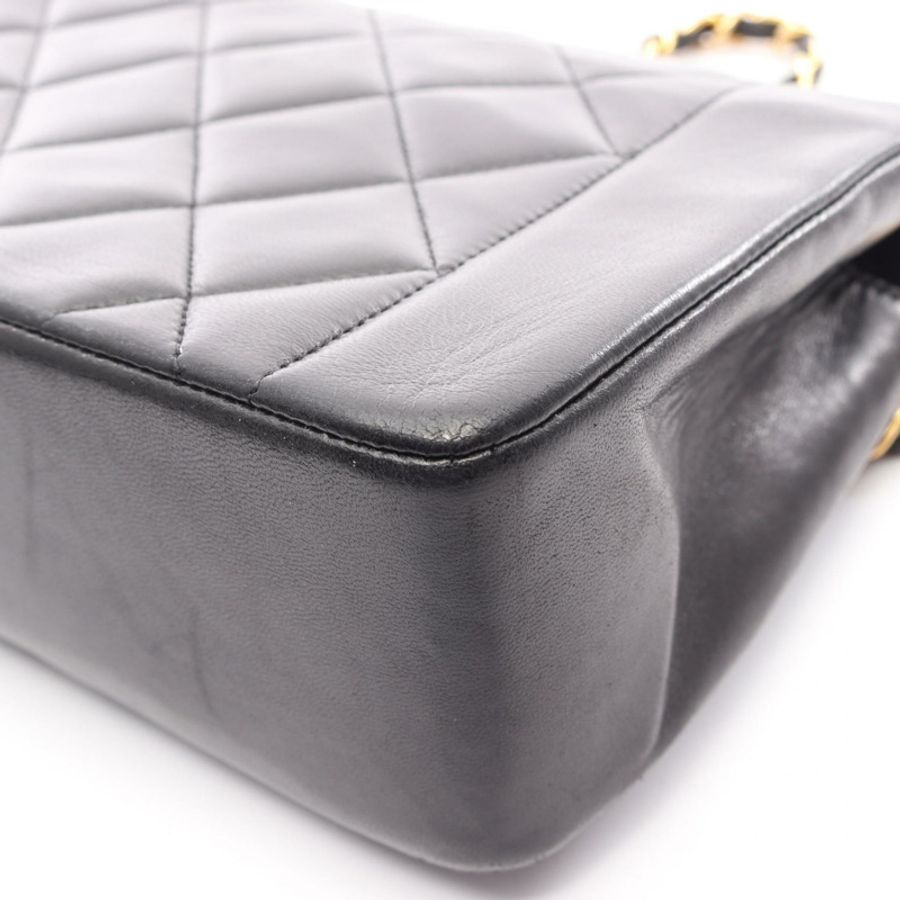 香奈兒 (CHANEL) Matelasse Diana 翻蓋鏈條單背包 A01164 羊皮黑金色五金二手 CC-12