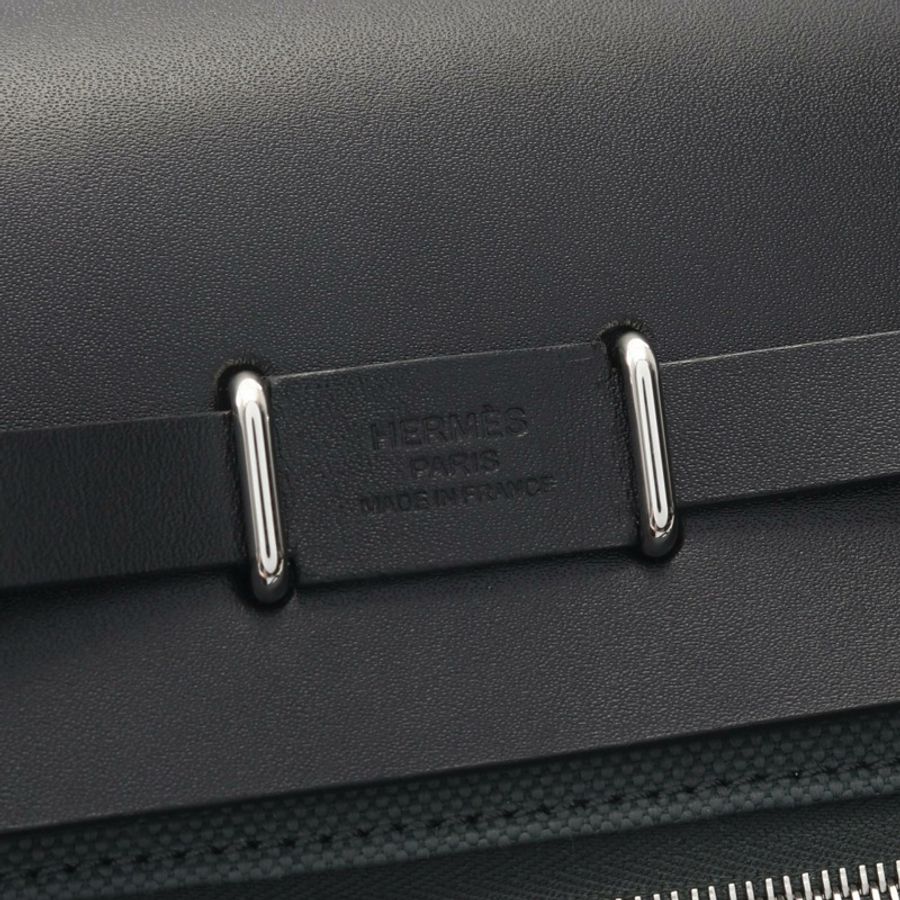 愛馬仕 Herbag Zip Mini 單肩斜背包 K Hunter 帆布軍綠色 SHW 黑色-3