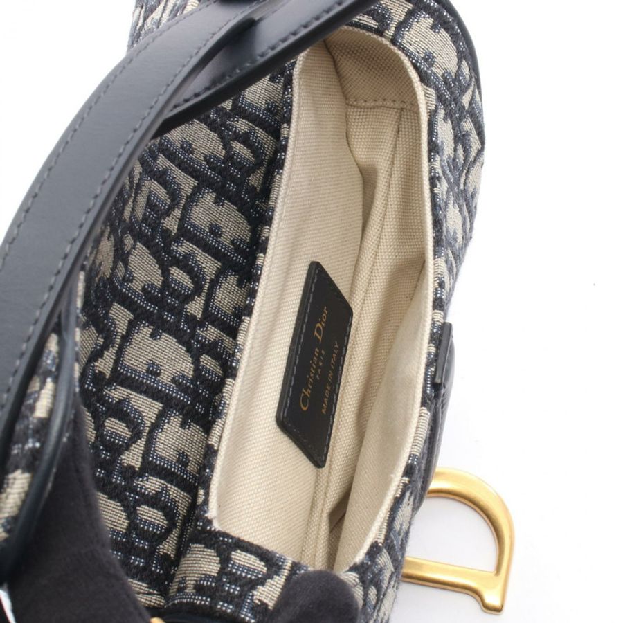 Christian Dior Saddle Mini Oblique 手提包 M0456CTZQ 帆布皮革海軍藍二手-2