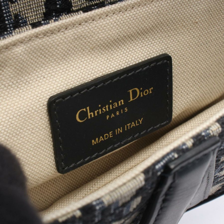 Christian Dior Saddle Mini Oblique 手提包 M0456CTZQ 帆布皮革海軍藍二手-3
