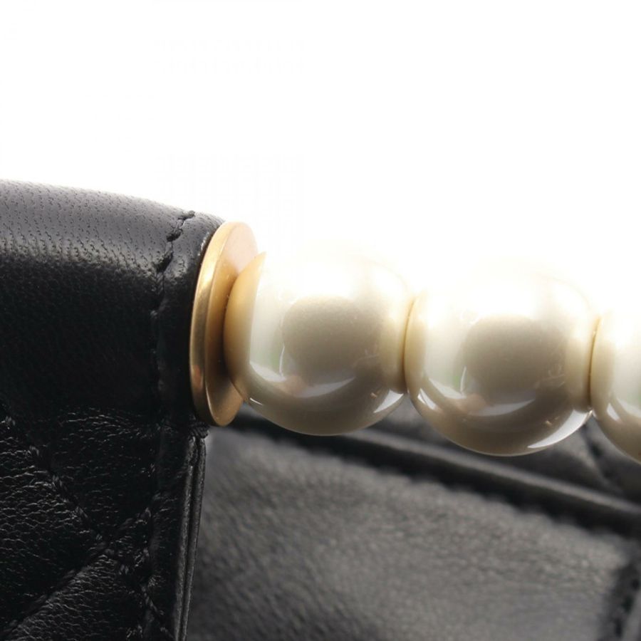 香奈兒 (CHANEL) Matelasse Pearl Handle 2WAY Chain Shoulder Bag Lambskin Black GHW Used-8