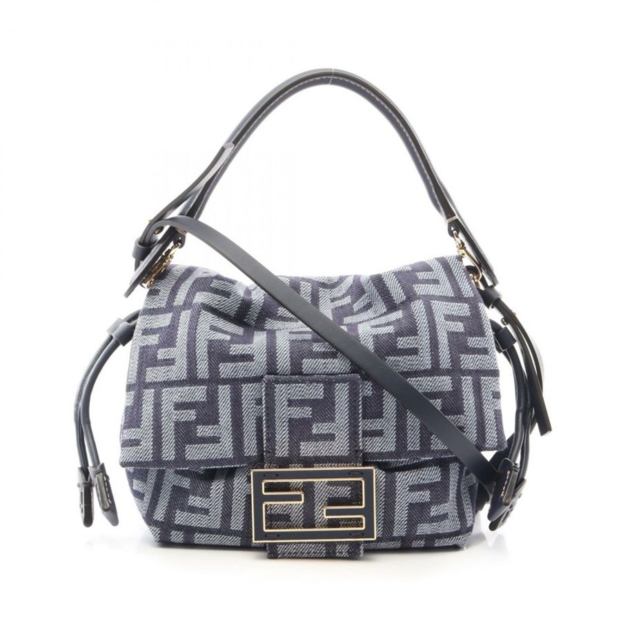 FENDI Mamma Baguette 小號斜背包 8BS105AWVAF0NAP 牛仔皮革 全新-0