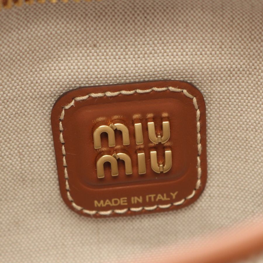 Miu Miu 小號 Wonder 兩用手袋 5BC125ACRNF062F 帆布皮革 米棕色 全新 女士-3