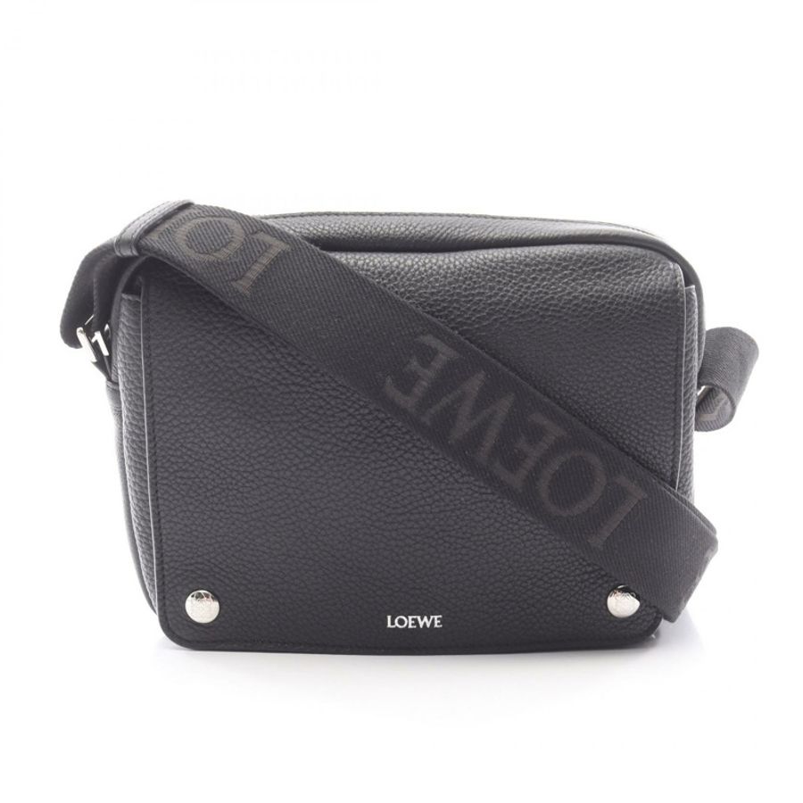LOEWE Pebble Messenger 中型單肩斜背包 BANBA73X051100 皮革 BK-0