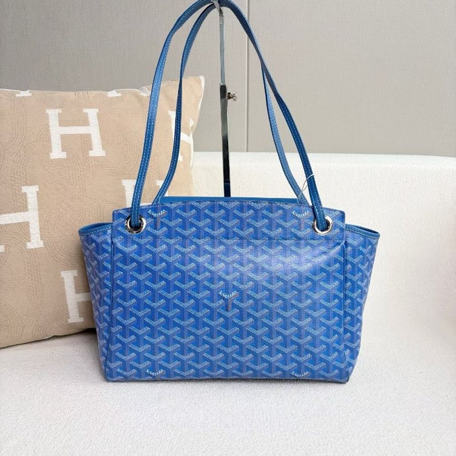 Goyard Rouette托特包小號 藍色 老花帆布拼皮 31*23*13 98新配件塵袋-6