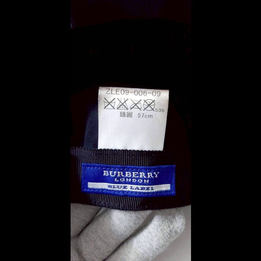 (日本製MIJ)BURBERRY 博柏利 LONDON BLUE LABEL 藍標 戰馬 女黑色純羊毛報童帽57CM-7