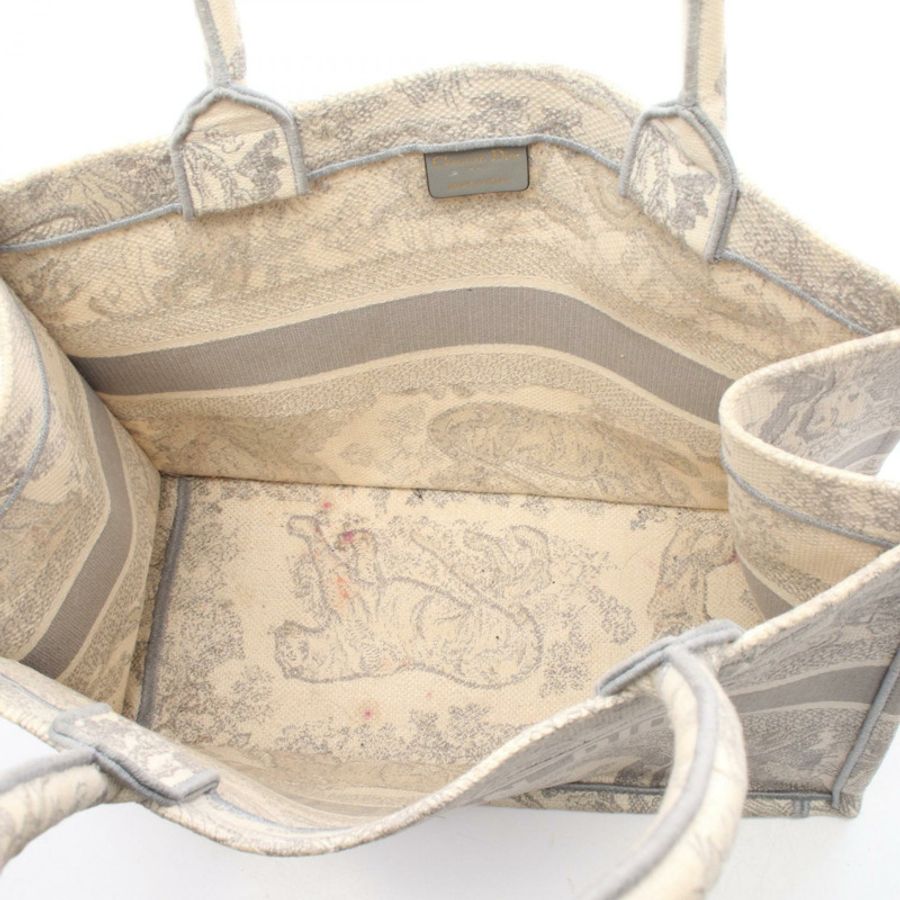 Christian Dior BOOK TOTE 中型手提包,帆布材質,灰色/米色,二手,女士款,帶品牌標識-2