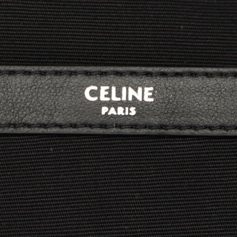 CELINE Triomphe 中型雙肩包帆布皮革黑色新款男女通用-3