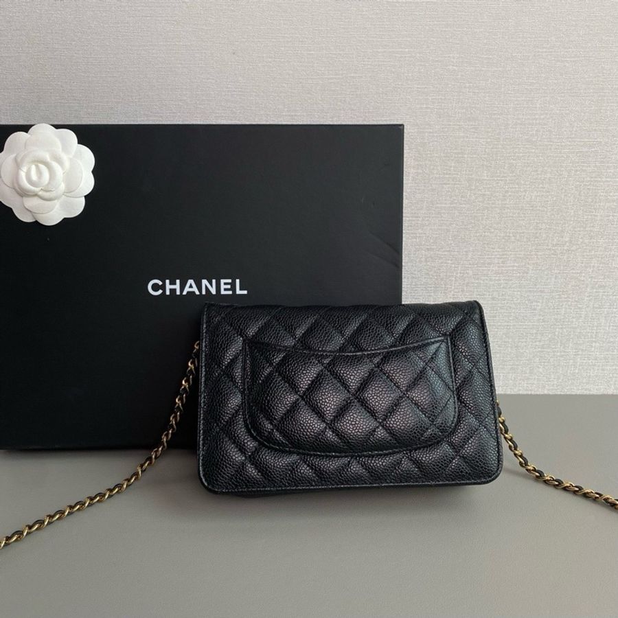 Chanel香奈兒🖤 黑金荔枝皮woc鏈條包💕 98新 芯片款-3