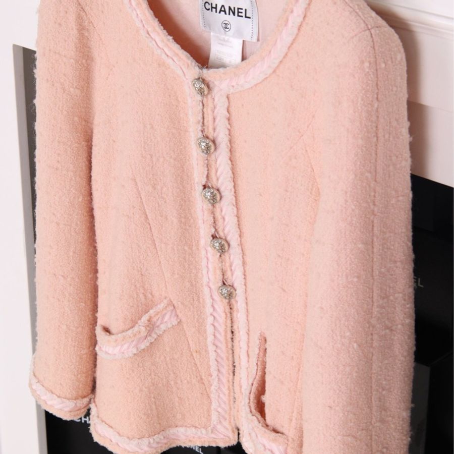 Chanel 09年粉色狮头纽扣圆领两口袋外套-3