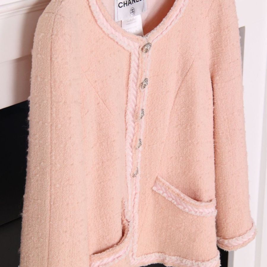 Chanel 09年粉色狮头纽扣圆领两口袋外套-8