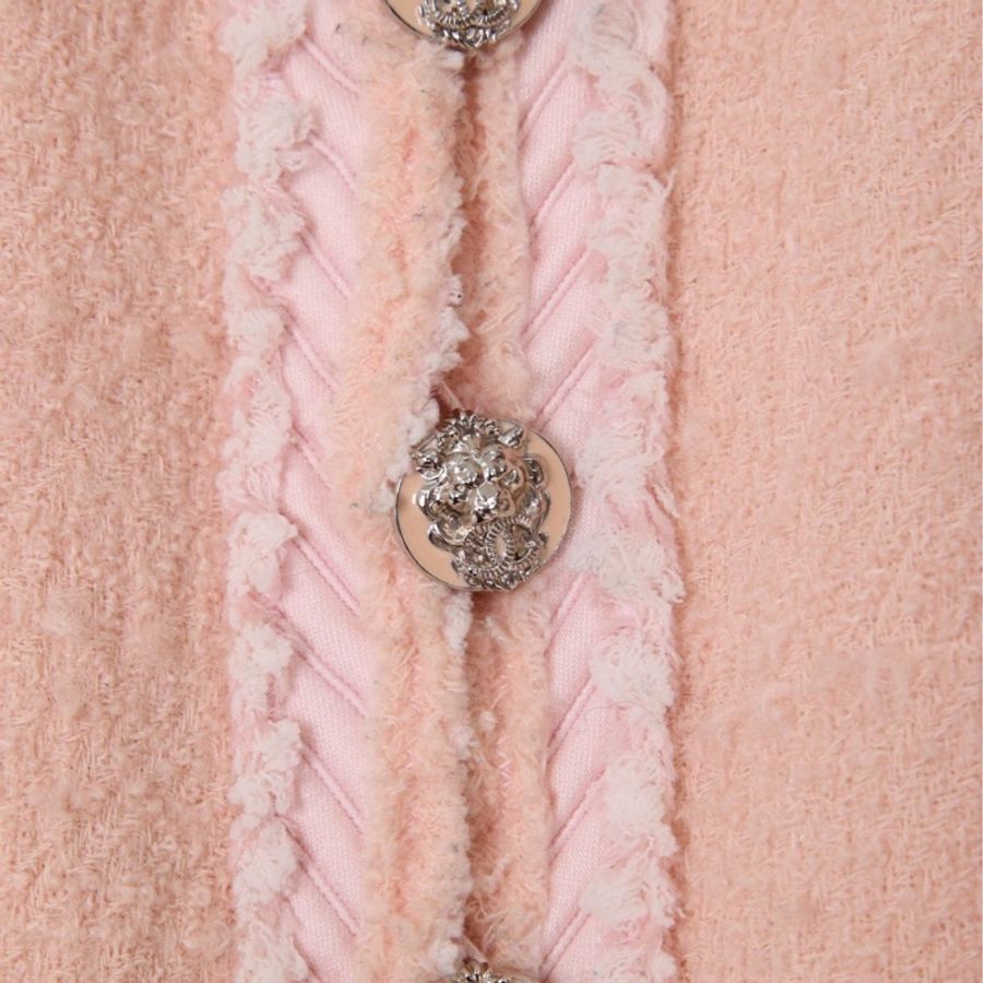 Chanel 09年粉色狮头纽扣圆领两口袋外套-33