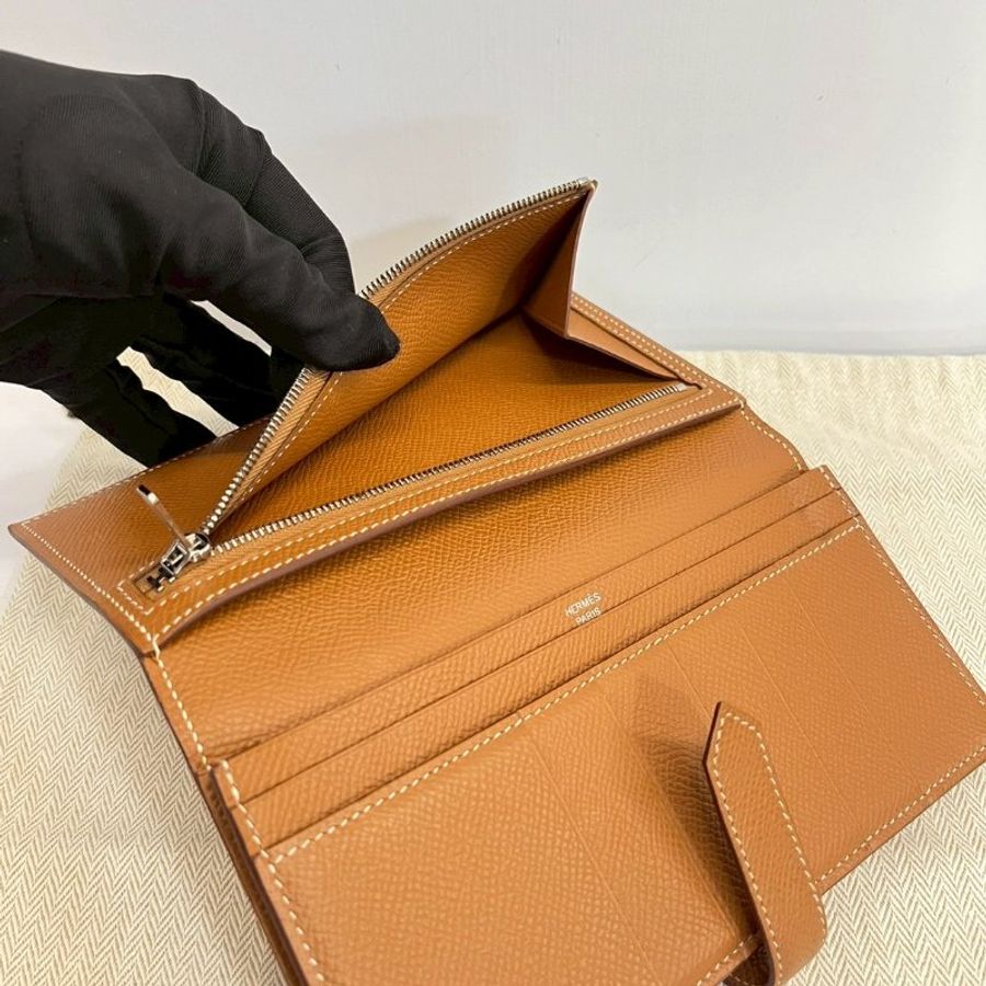 Hermes Bearn 金棕銀長夾 Espom皮 Y刻-9