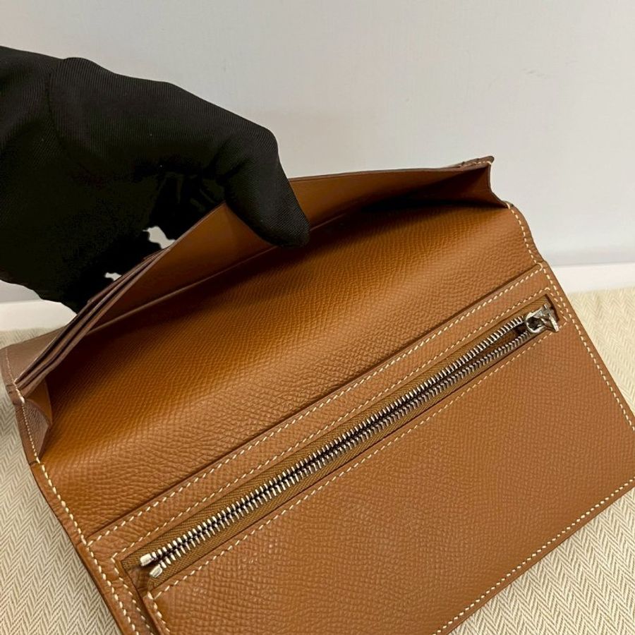 Hermes Bearn 金棕銀長夾 Espom皮 Y刻-10