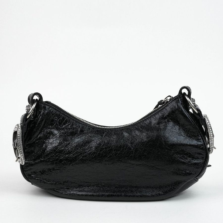 KÉSH 凱仕精品|BALENCIAGA Le Cagole XS 機車包 黑色肩背包|巴黎世家 Arena 羊皮水鑽銀釦半月包|附愛心鏡零錢包-8