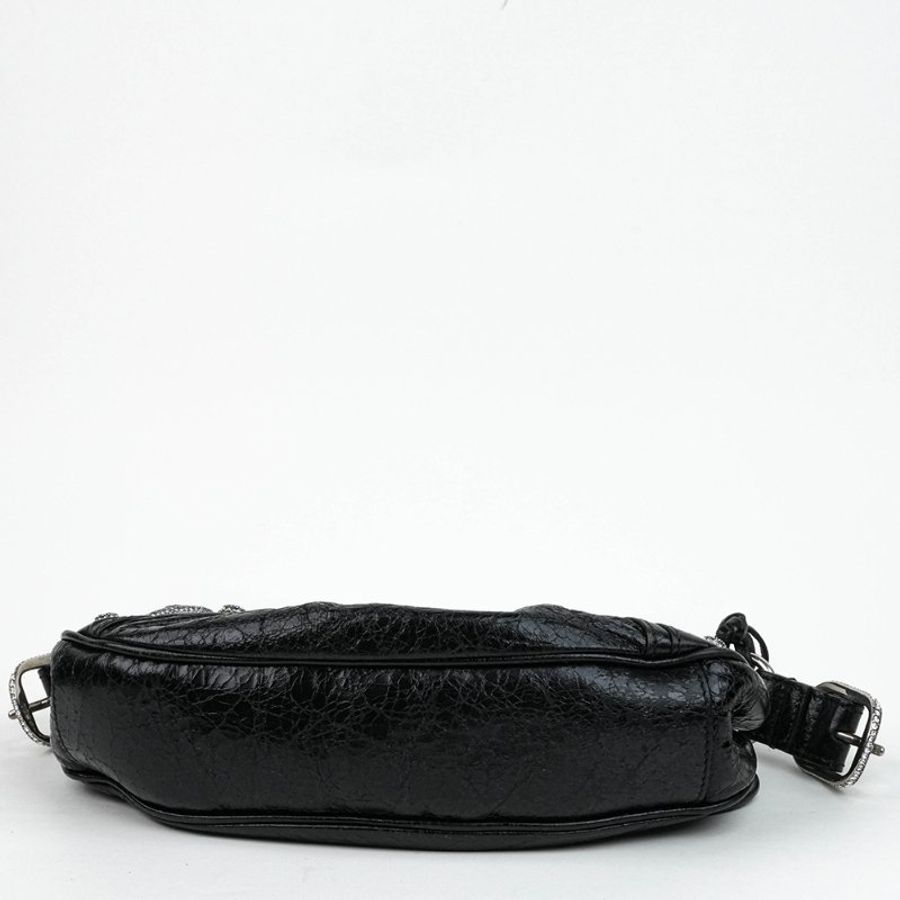 KÉSH 凱仕精品|BALENCIAGA Le Cagole XS 機車包 黑色肩背包|巴黎世家 Arena 羊皮水鑽銀釦半月包|附愛心鏡零錢包-11