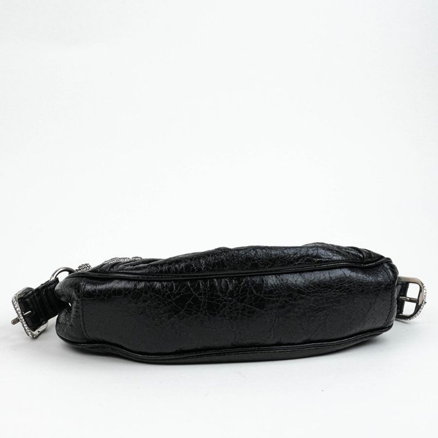 KÉSH 凱仕精品|BALENCIAGA Le Cagole XS 機車包 黑色肩背包|巴黎世家 Arena 羊皮水鑽銀釦半月包|附愛心鏡零錢包-14