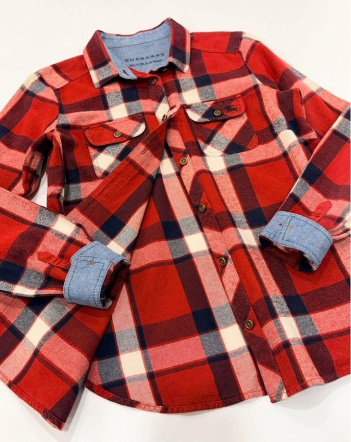 BURBERRY 藍標 紅格紋口袋戰馬襯衫-7