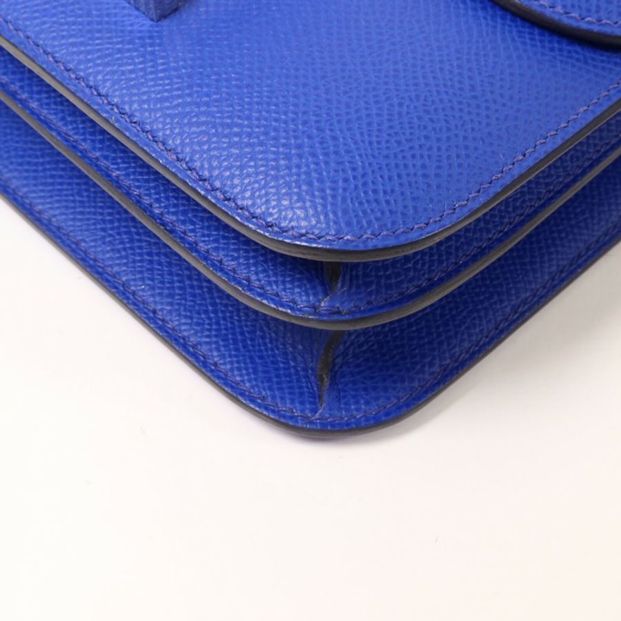 HERMES Epsom皮革Constance Mini肩背袋Bleu Royal-10