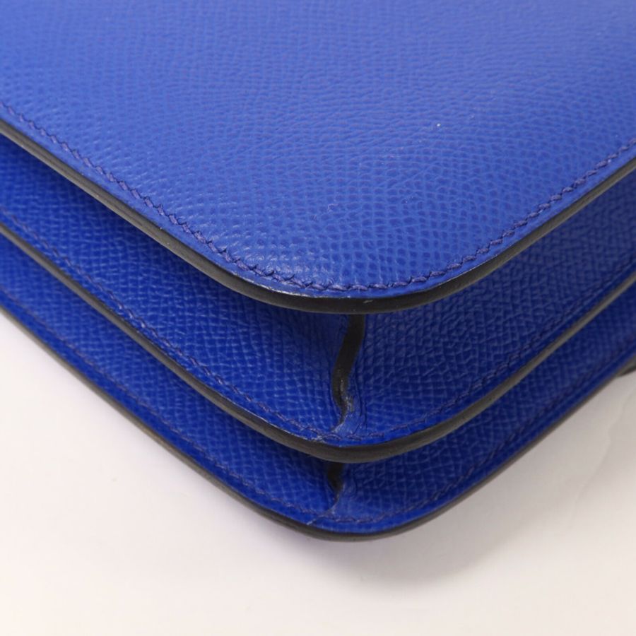 HERMES Epsom皮革Constance Mini肩背袋Bleu Royal-12